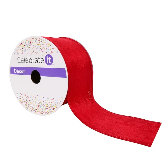 2.5&#x22; Red Velvet Wired Ribbon by Celebrate It&#x2122;